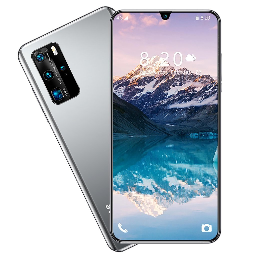 P40 Clever 6,5 Zoll HD Bildschirm 1GB 8GB 24MP Vorne Kamera Starken Quad-Ader-hoch-leistung Prozessor telefon: silber- grau