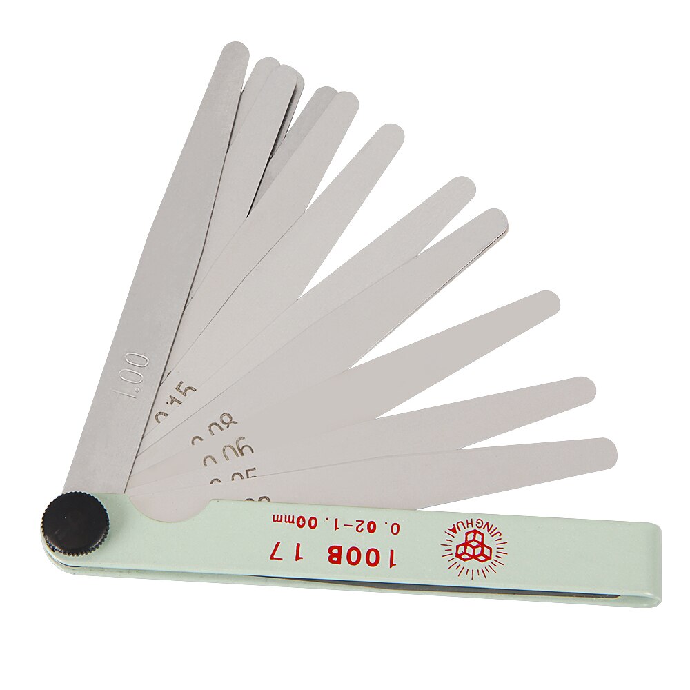 100mm 0.01- 1.0mm Thickness Metric Feeler Gauge 17 Blades Stainless Steel Gauge for Spark Plug Gap Valve Measure Tool