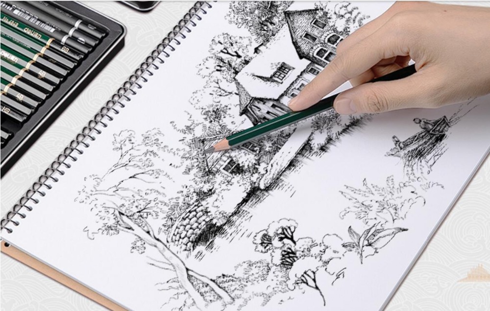 22pc/set Sketch Pencil Set Wood Charcoal pencil Student Art Sketch Painting Supply for adult Draw graphic pencil set tin box