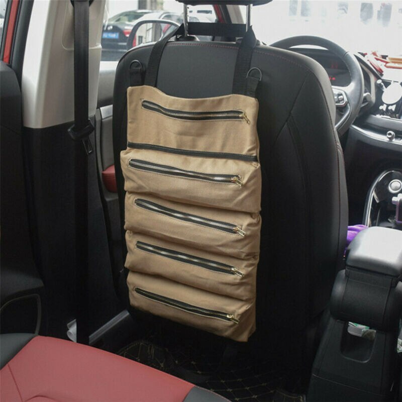 Canvas Roll Up Tools Pouch Bags Wrench Organizer Carrier Car Back Seat Storage Bags
