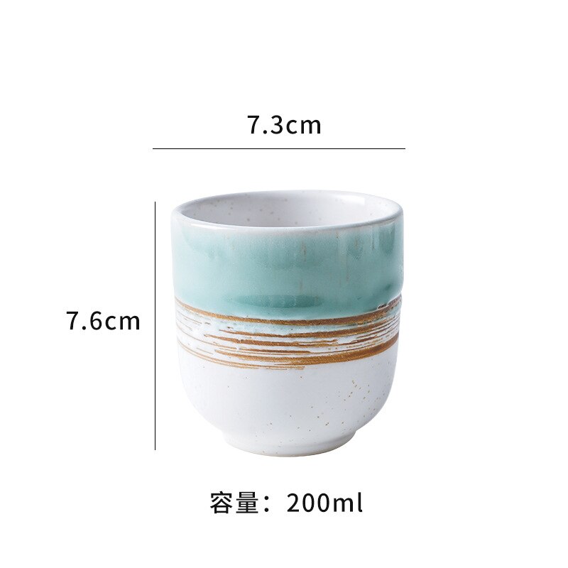 Tasse à thé en céramique porcelaine, grande capacité, tasse à café, tasse à soupe, verres, maison bureau, chinois rétro, de créateur: vert militaire