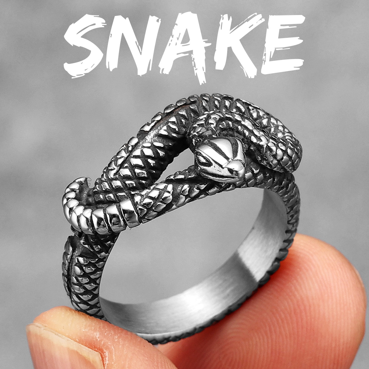 Anillos de acero inoxidable para hombre, Viper Animal, serpiente, Punk, para mujer, joyería de para motorista, de Halloween,: 8 / YELLOW