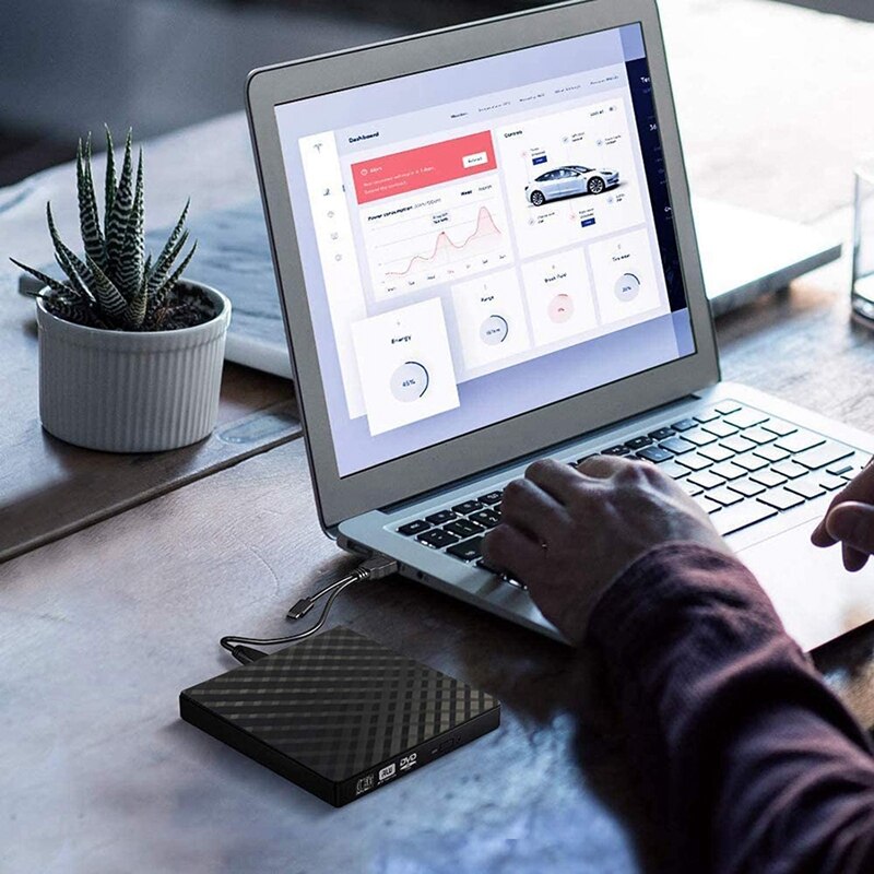 External CD DVD Drive/Burner Portable DVD CD ROM Rewriter Writer Duplicator for Laptop, Desktop, Mac, , Windows