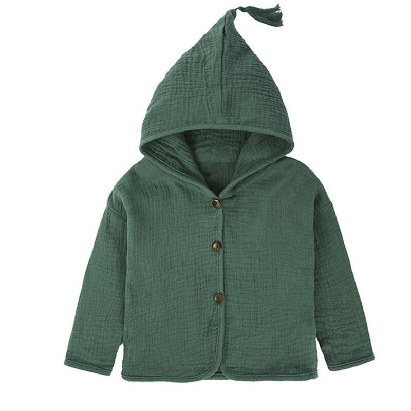 Overdele skjorte piger jakker børn baby drenge tøj kvast hat bomuld linned børn cardigan 1-6y bluse småbørn: Grøn / 4t