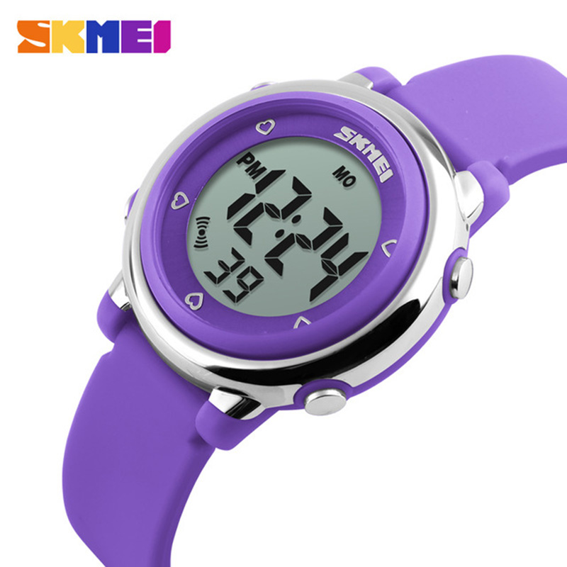SKMEI Kinderen horloge LED Digitale Sport Relojes Mujer Jongens meisjes Kids Cartoon Jelly Waterdicht Horloges: Purple