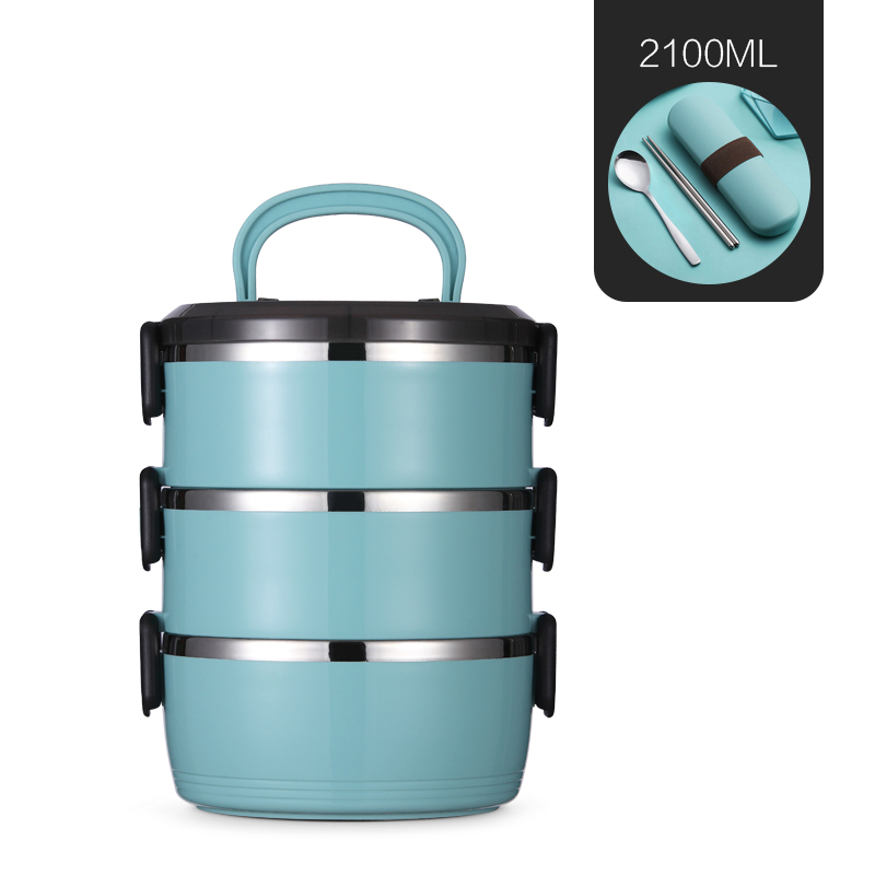 Tragbare Schule Dicht Thermische Lunchbox Für freundlicher Büro Picknick Große Lebensmittel Container einstellen Edelstahl Bento Boxs Japanischen: 3 Schicht Blau