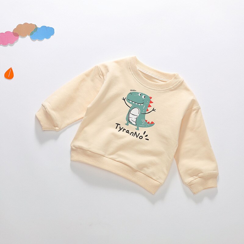 Ragazzi Maglietta Lunga Del Manicotto Delle Ragazze Dei Capretti Del Bambino Del Bambino Del Cotone Magliette E Camicette Del Bambino Del Fumetto Dinosauro Tee Vestiti Per Ragazze di Estate Vestiti Infantili: k3268Ayellow / 24M