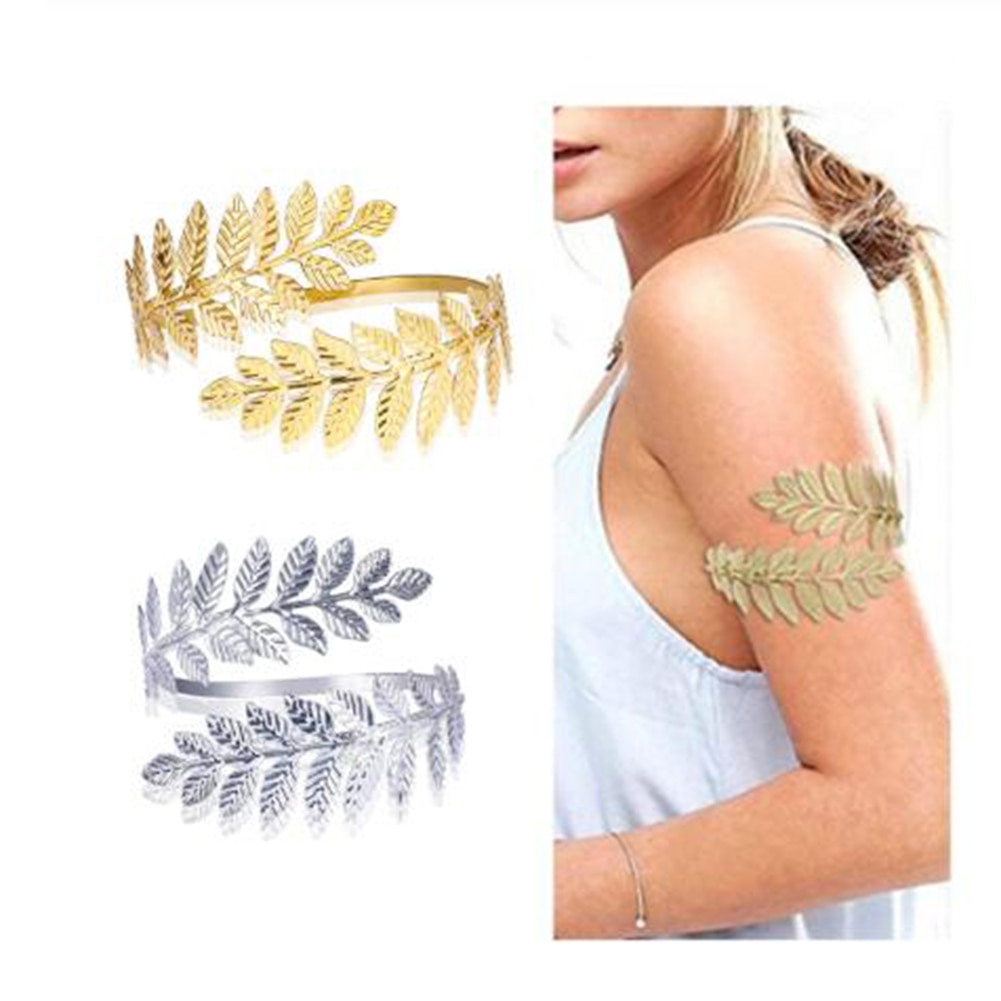 Boho Gold Color Leaves Upper Arm Bracelet for Women Love Retro Bracelet Bangle Jewelry Female Charms Bracelet Cuff Femme