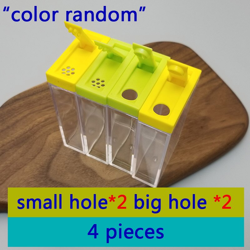 Transparent Spice Jar Set Salt and Pepper Seasoning Bottle Colorful Lid Kitchen Condiment Cruet Storage Container seasoning box: 4 pcs