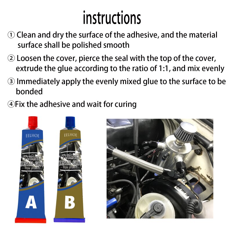 Cola para tanque de combustível de automóvel, cola para conserto de tanque de combustível, rodízios, cola para reparação, resistência à temperatura e óleo