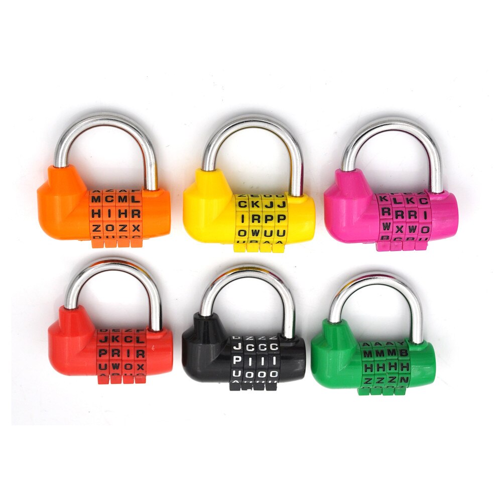 6 couleurs cadenas de sécurité 4 cadran serrures à bagages chiffre lettre combinaison voyage sécurité Code serrure journal mot de passe cadenas 1 pièces