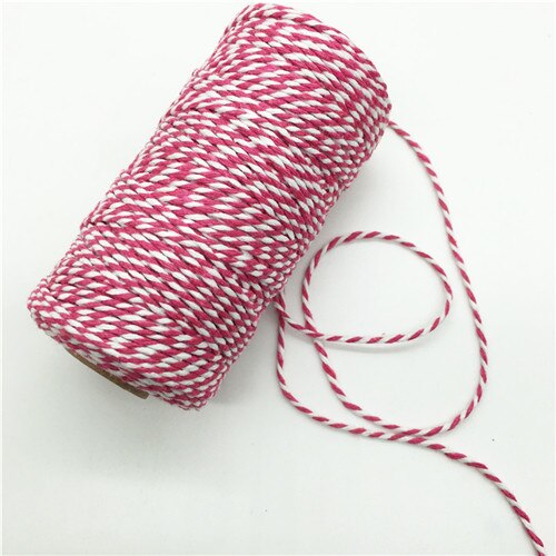 100 m/roll Kleurrijke DIY 2ply Bakers Roze String Katoenen Koorden Touw voor Home Decor Handgemaakte Kerst Cadeau Verpakking ambachtelijke Projecten: Rose-white