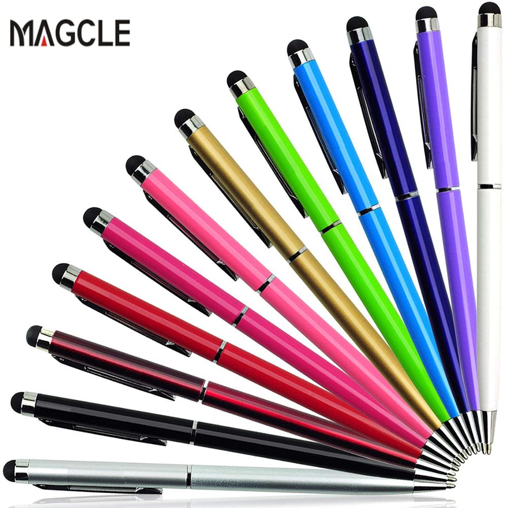 10pcs/set Universal 2 in 1 Metal Stylus Pens with Ballpoint Pens Touch Screen Stylo for All Capacitive Screen For