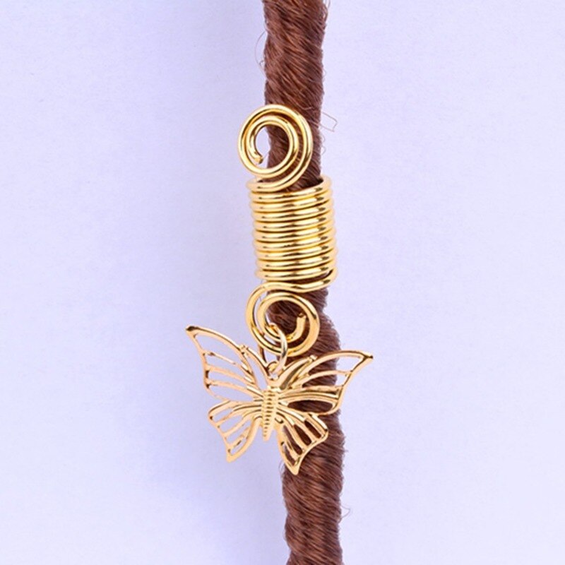 5 uds. De anillos ajustables para el cabello, tubos de mariposa hueca, cuentas de Rastas, trenza de pelo de aleación dorada, Clip para decoración del cabello