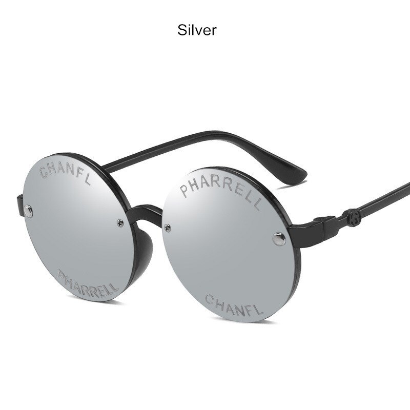Børns solbriller børn drenge og piger lilla runde plast udendørs solbriller retro briller  uv400: Sølv