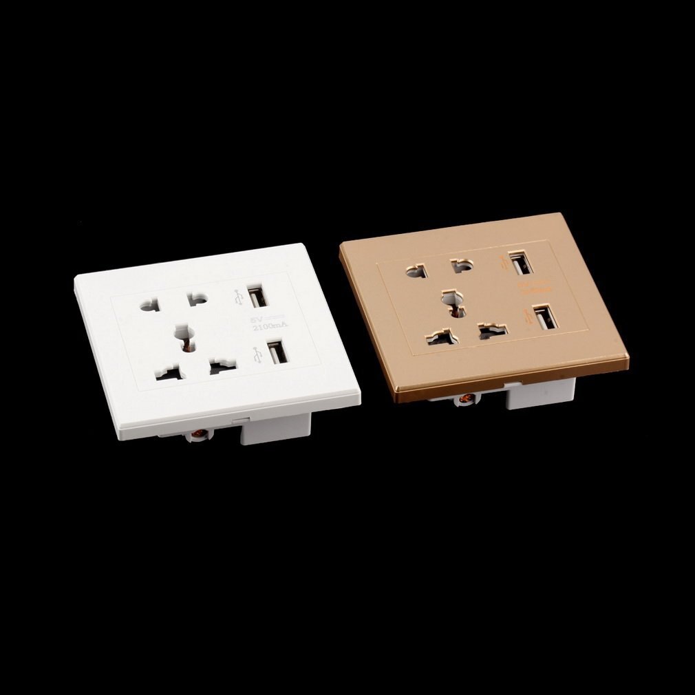 Dual USB Port 5V 2100MA Electric Wall Charger Port Dock Socket Power Outlet Electricity AC Power Panel Plate