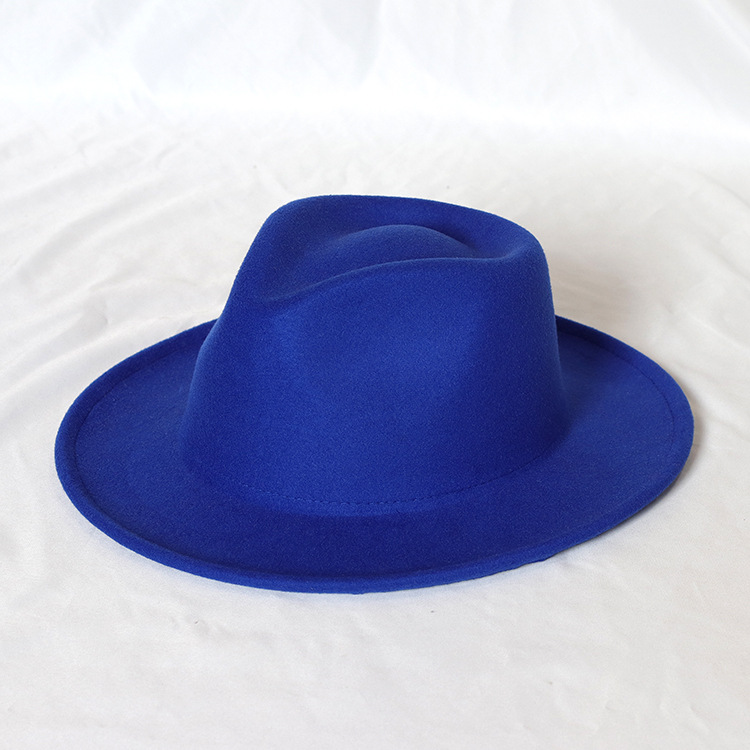 2022 nuovi cappelli fedora in feltro stile britannico per uomo donna cappello a tesa corta trilby abito formale cappello signore jazz cappelli: reale Blu