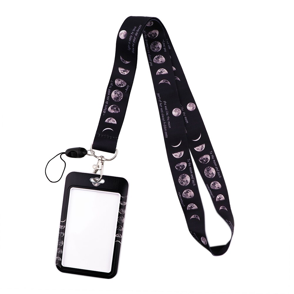 JF0289 Moon Black Lanyard Badges ID Lanyards Cell Phone Rope Key Lanyard Neck Straps Office Accessories