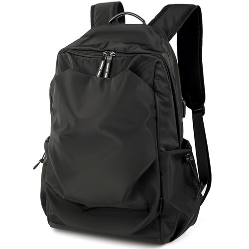 Men Backpack School Bag Water Proof Backpack men External USB Charge Rucksack: Black