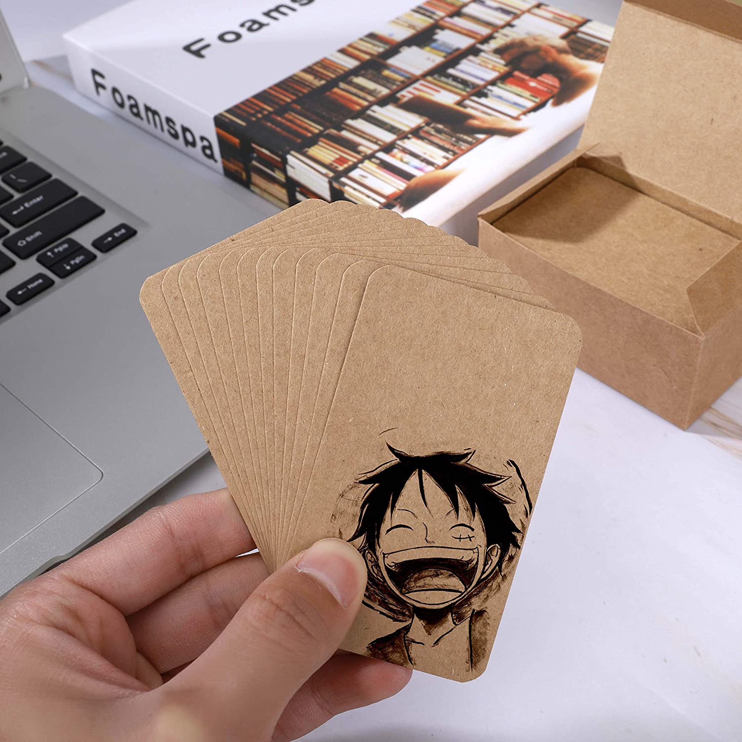 50 Pieces 350 Gram Blank Kraft Paper White Cardstock Paper Business Card Craft Cardboard Word Card DIY Card Stationery