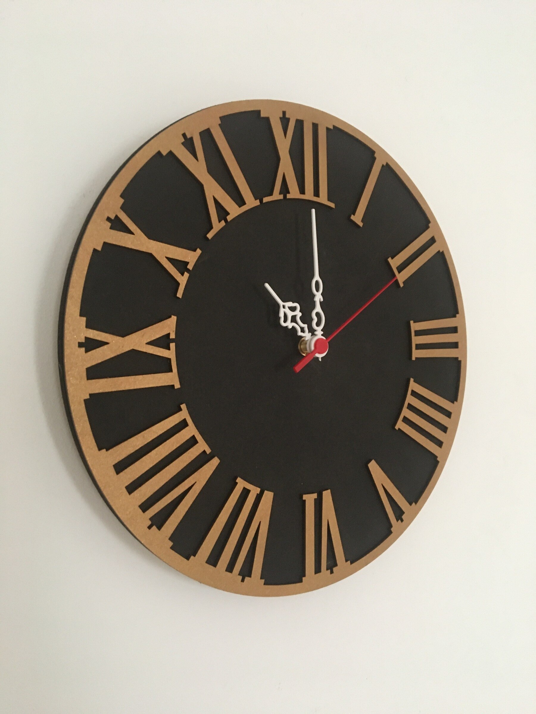 North Black Gold Roman Decorative Wall Clock 30 Cm