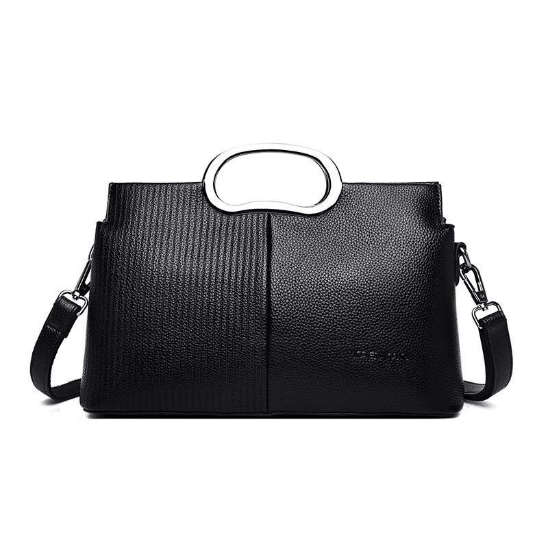 Dames handtassen met handgreep, zachte leren handtassen, dames schoudertas, crossbody tas voor dames, dames messenger bag, bolsa feminina: Zwart