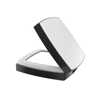 Light 4X Makeup Mirror with LED Pocket Mirror USB Mini Makeup Mirrors Magnifying Mirror Travel Cable-battery Vanity Mirror: Black