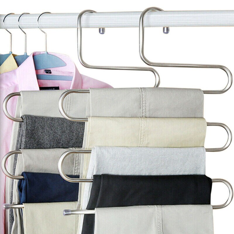 Vijf S-Type Lagen Broek Hanger Hangers Ruimtebesparend Kleding Broek Antislip Closet Organizer Voor Sjaal jeans Kleding Handdoeken