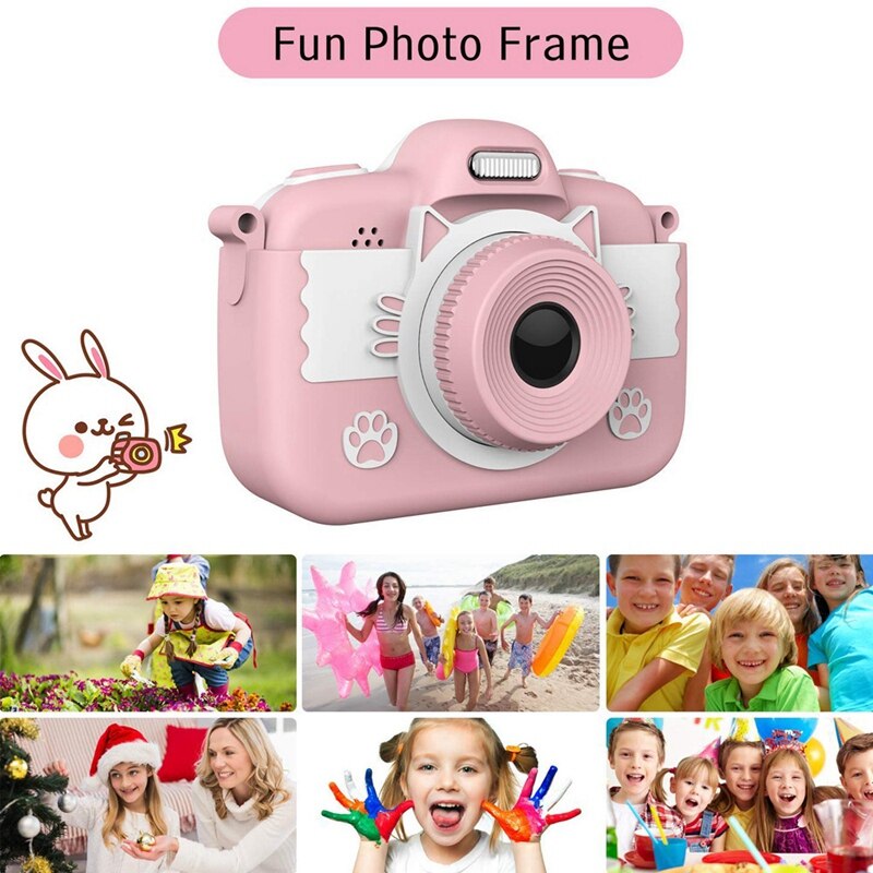 Kids Toys Camera for Girls Mini Cartoon Shockproof Silicone Case Rechargeable Child Camcorder Aged 3-12 Pink Camera(Not In