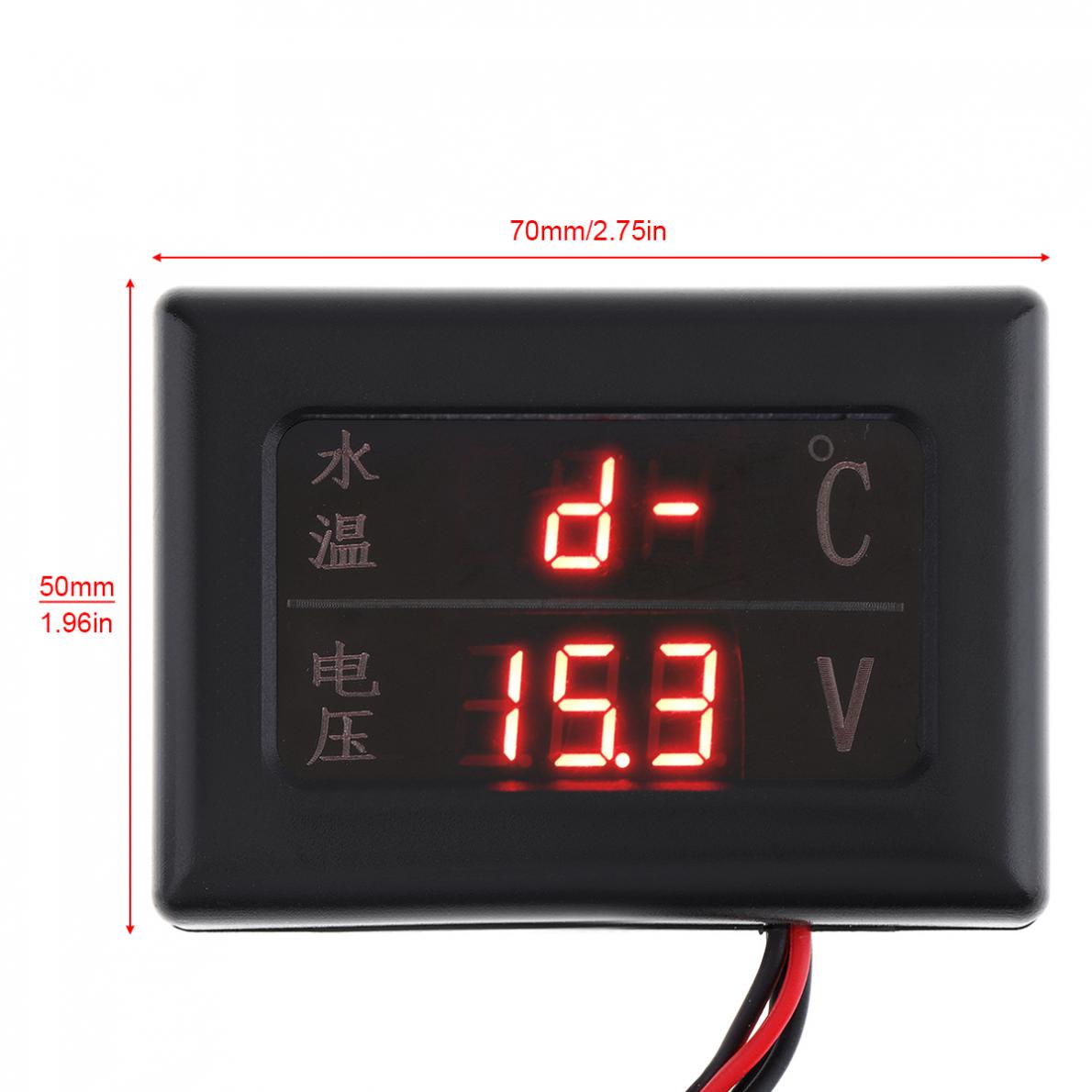 12V / 24 V Universal 2 In 1 Digital Anti-shake Water Temperature Gauge Volt Gauge Meter with Sensor for Car / Truck