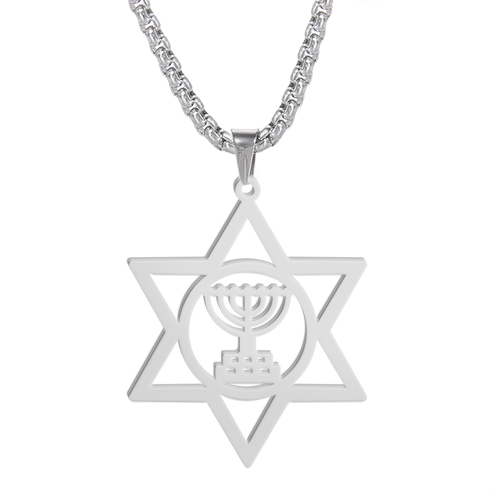 VASSAGO Hanukkah Necklace Triangle Menorah Pendant Necklace Stainless Steel Chanukah Jewelry Dainty Jewish Religious: Dark Gold