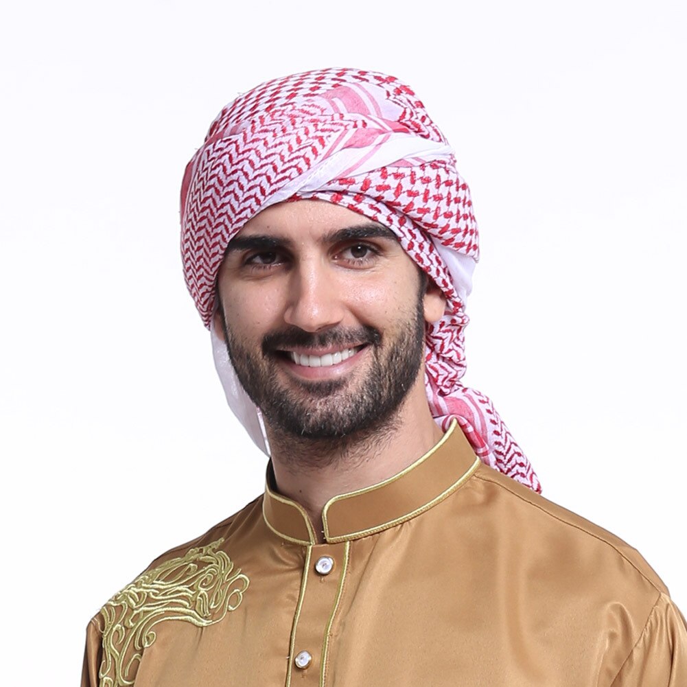 Adulto masculino cabeça árabe cachecol keffiyeh médio oriente deserto shemagh envoltório muçulmano headwear árabe acessórios de traje d88