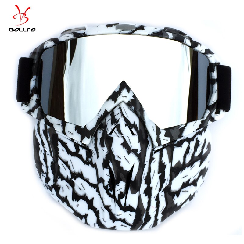 Bollfo Ski Snowboard Bril Sneeuwscooter Skiën Goggles Winddicht Skiën Glas Motocross Zonnebril Met Mond Filter Earware: HXSBF65809