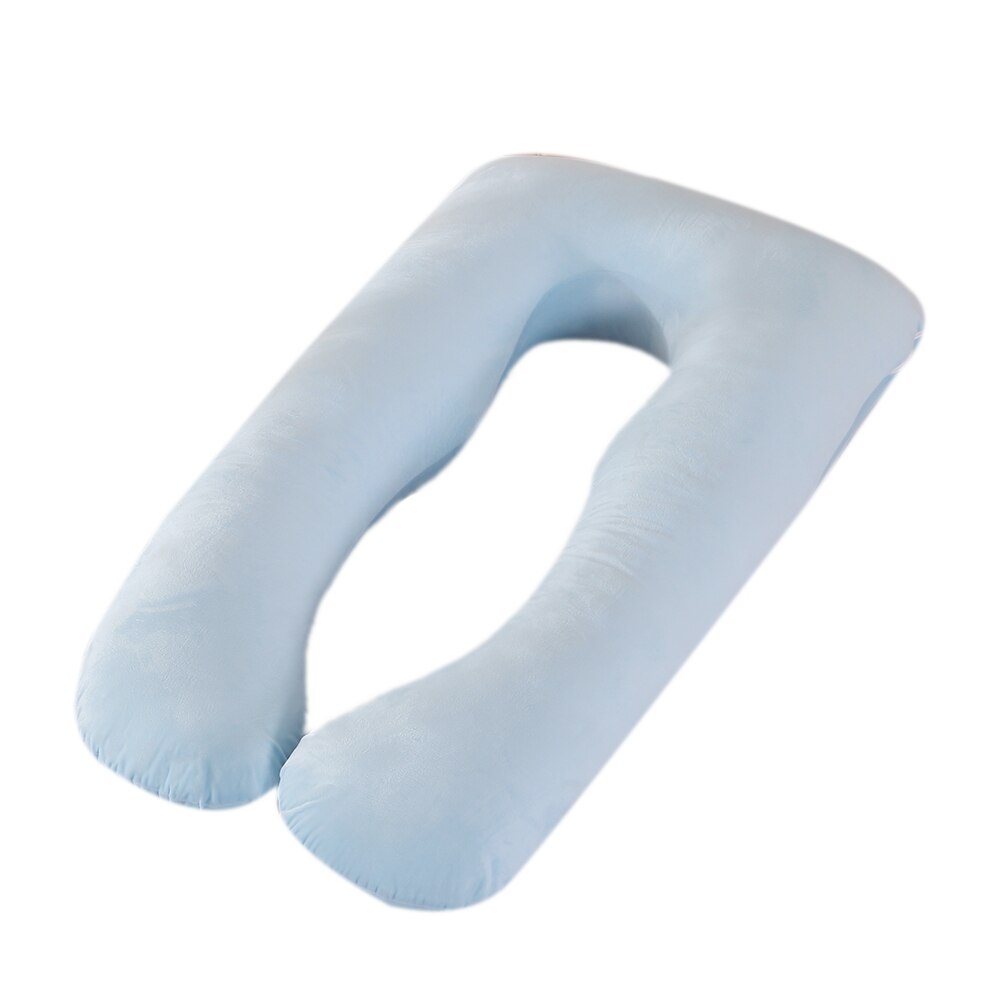 Almohada de apoyo para dormir de algodón para mujeres embarazadas, estampado de conejo en forma de U, almohadas de maternidad, para dormir durante el embarazo: light blue