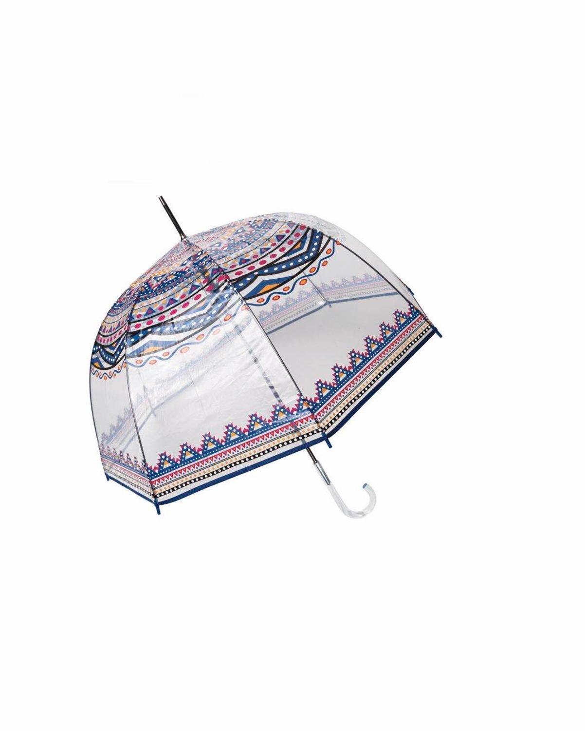 Parapluie anti-vent Transparent en forme de cloche ethnique pour femmes, pour maisons de ville: Bleu marine