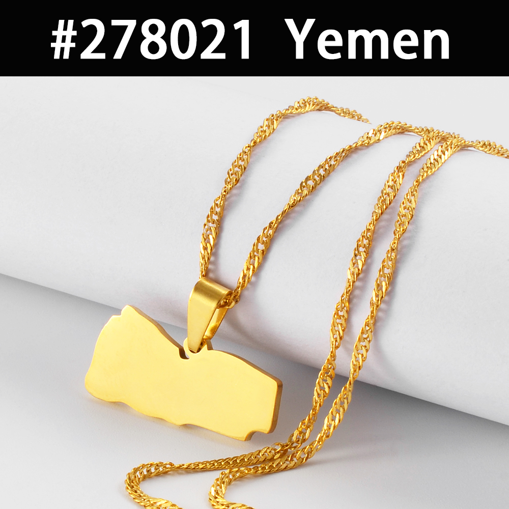 Egipto Nepal Sri Lanka Arabia Saudita Turquía Yemen Qatar mapa colgante collares pulido plano joyería nacional # 277821: 45 cm / Color acero