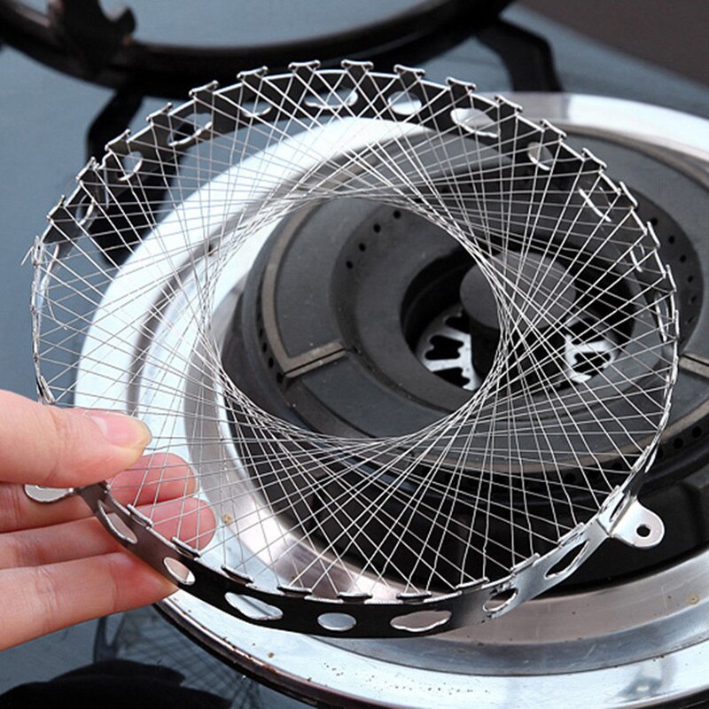 Kitchen Stove Windproof Net Stainless Steel Gas Cooker Stove Torch Net Saving Cover Windproof Round Mesh Pot Stand Adapter
