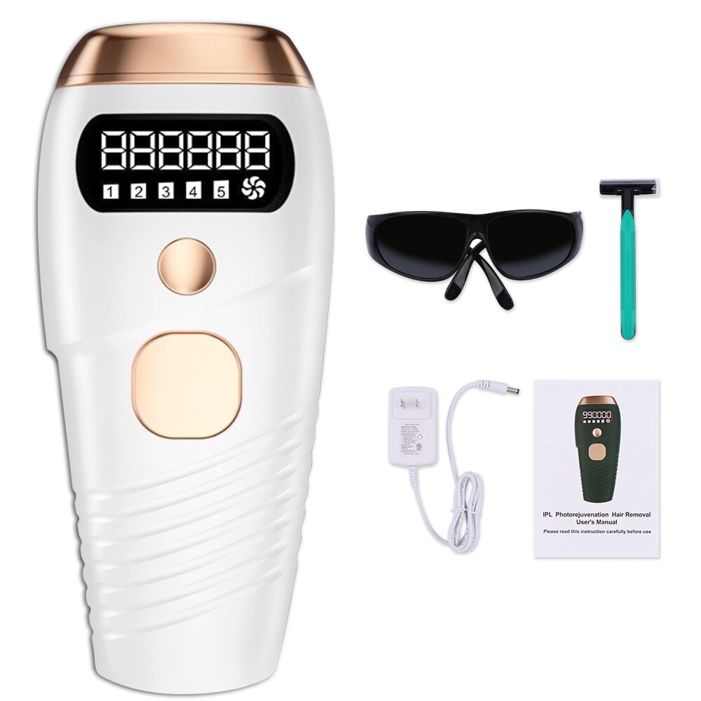 Épilateur Laser indolore pour femmes, Bikini, affichage LCD, épilation permanente, 990000: WHITE / Uk Plug