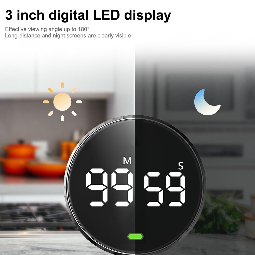 Magnetic LED Mute Kitchen Timer Digital Timer Studying Beauty Exercise Cooking Reminder Manual Countdown Alarm Clock