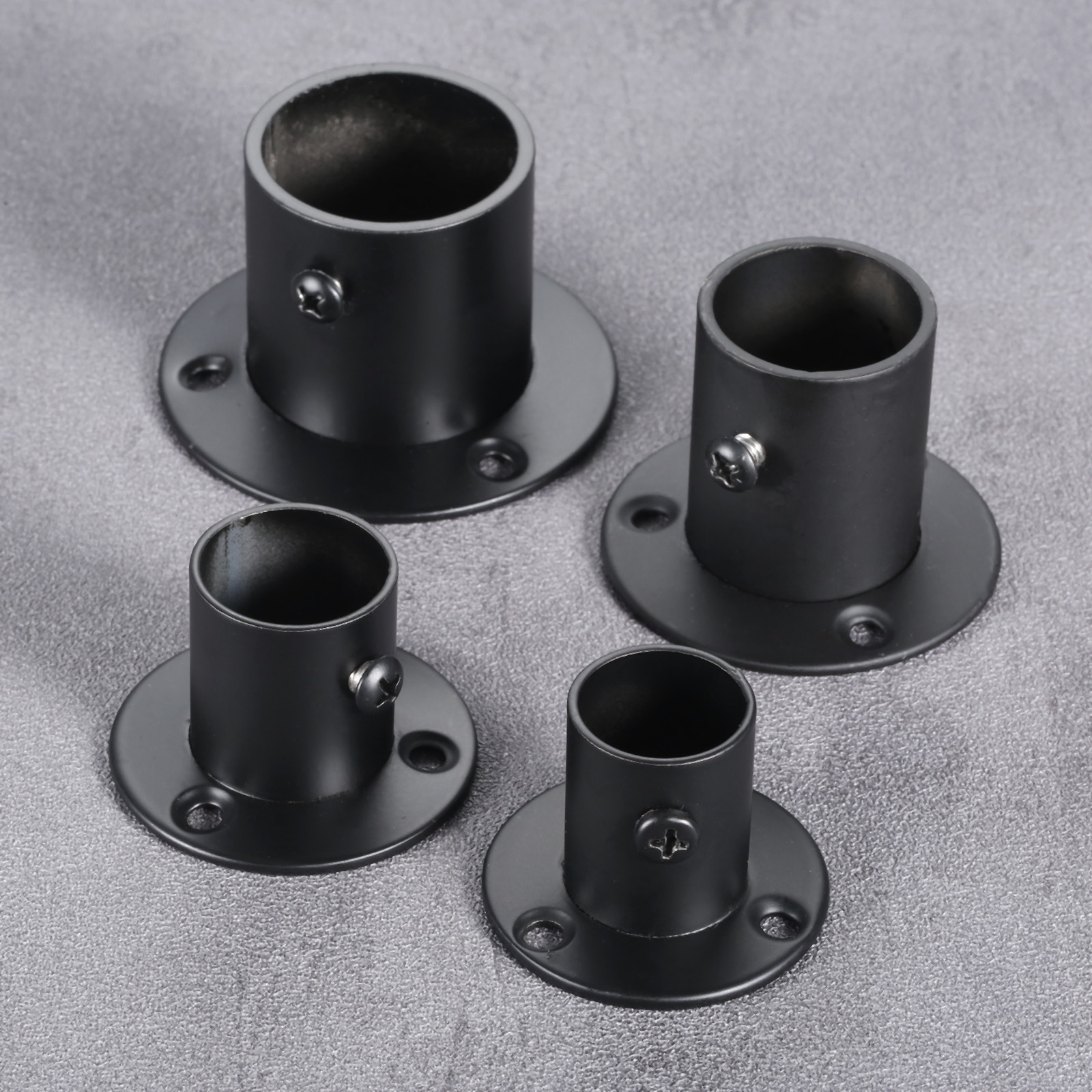 2Pcs/Kit Flens Staaf Houder Garderobe Opknoping Rail Rod Pole Socket End Ondersteuning Beugel Rvs 19/22/25/32Mm W/Schroef Zwart