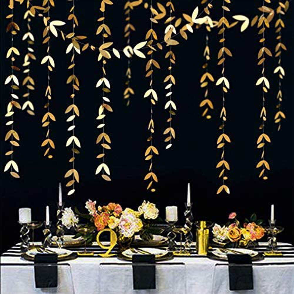 Rose Gold Party Decorations Leaf Garlands Paper Hanging Gold Leaves Streamers Banners Rose Gold Birthday Baby Shower Party Decor
