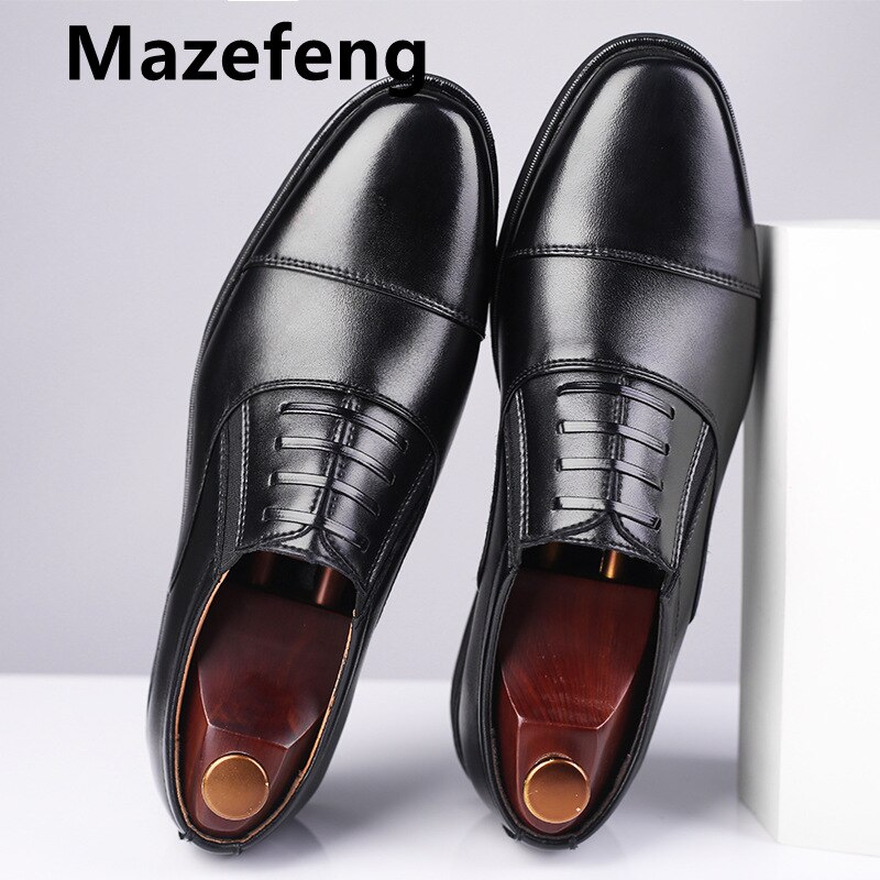Kontorsko menn klassiske kjoler sommersko menn formelle kontor italienske loafers menn kjole sko skinn brun kjole