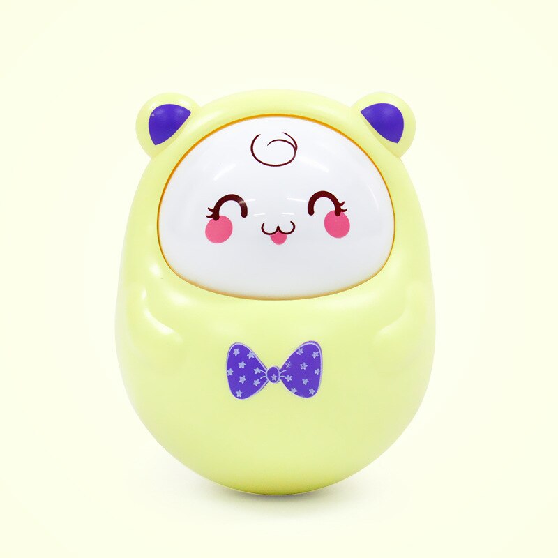 16 soorten Schattige baby Rammelaars bell knikken Pop Knipperen Ogen Tumbler Roly-poly Bijtring speelgoed Pasgeborenen Baby Vroege educatief speelgoed: yellow