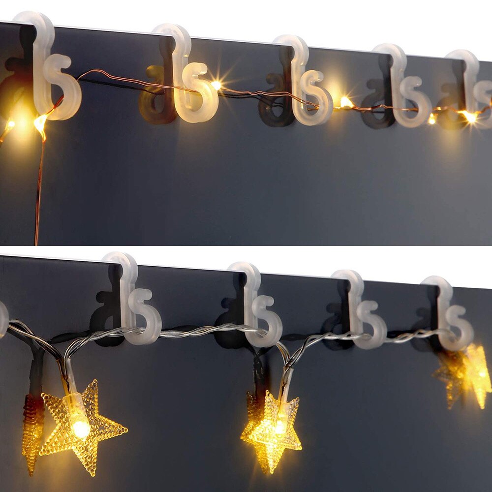 100 stuks dakgoothaken van kunststof, wit, ophangen, doe-het-zelf dakgoothangers voor feestverlichting, haak voor buitendraad