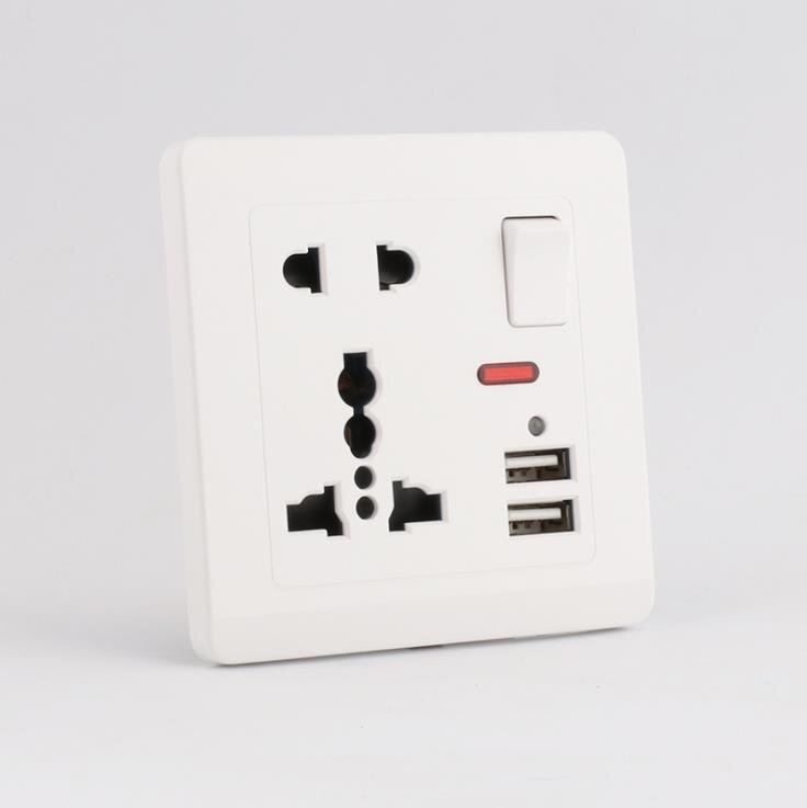 USB Power Socket, Many style Panel, Bedroom socket,AC110V-250V 13A Wall Embedded, Double usb Universal/UK/IN Standard Outlet: Universal USB Switch