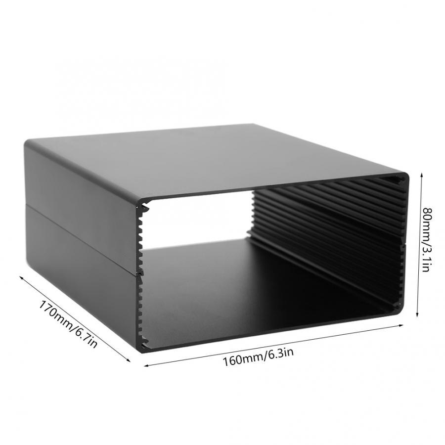 Caja de aluminio DIY, carcasa de proyecto electrónico PCB, carcasa de disipación de instrumentos, caja de conexiones 80x160x170mm, negro mate