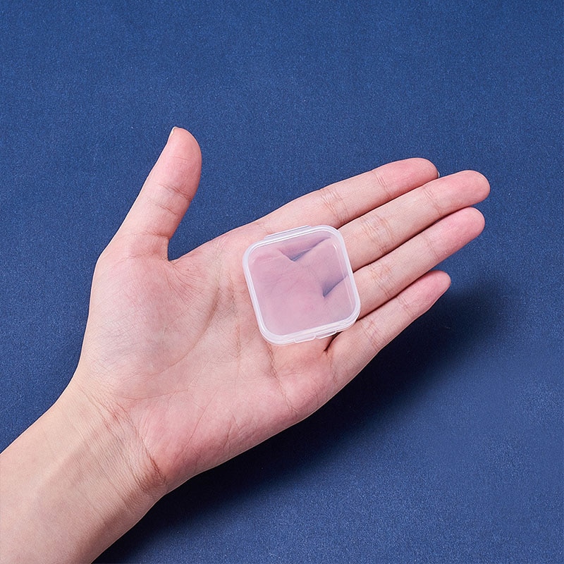 18 stk. små æsker firkantet gennemsigtig plast smykker opbevaringsetui efterbehandling container emballage opbevaringsboks til øreringe ringe