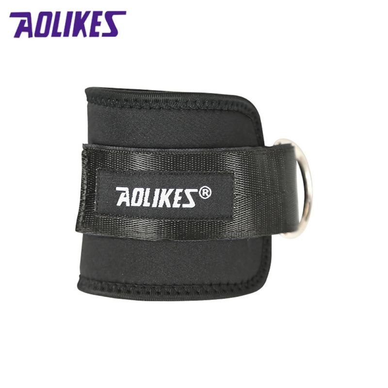 Remise en forme réglable d-ring sangles de cheville Support de pied cheville protecteur Gym jambe pull avec boucle sport pieds garde: Noir / left