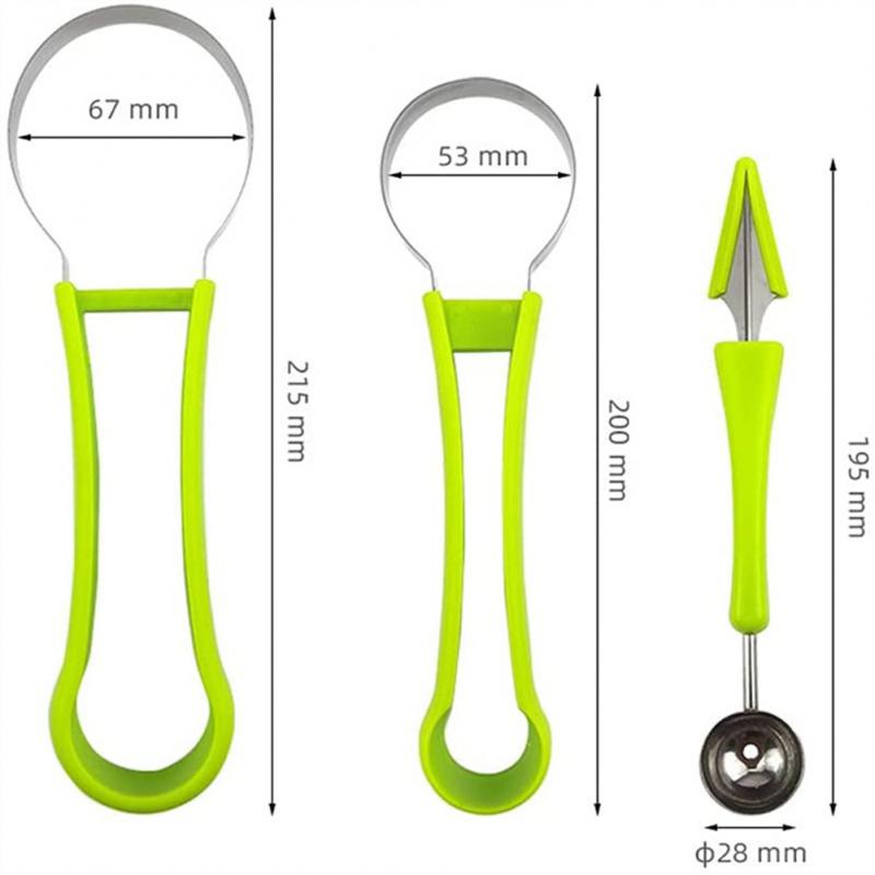 Cuchara de excavación de fruta, plato separador de pulpa, cuchillo de tallado, juego de tres piezas, removedor de doble cabeza, bola de acero inoxidable