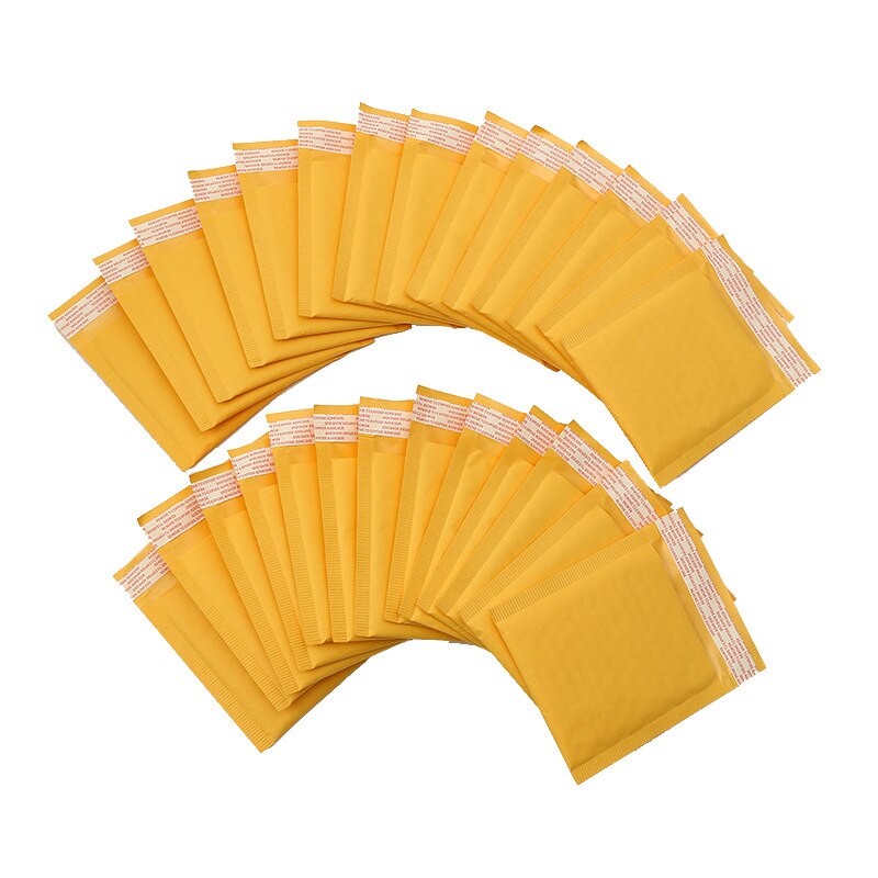 10Pcs 8 Sizes Small Packaging Bag Yellow Kraft Bubble Mailers Padded Envelopes Mailing Bag Business Supplies